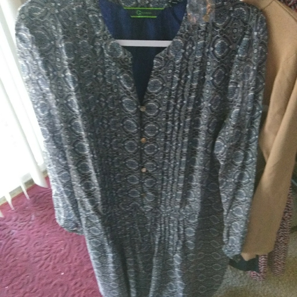 Printed chiffon long sleeve dress